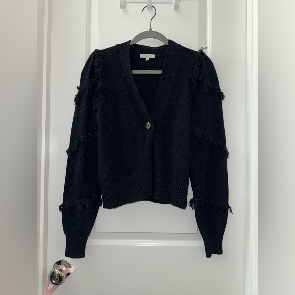 Joie - front button cardigan w/ frills - size small